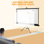 84" Foldable Projector Screen, 16:9 Format, Adjustable Tripod, 200 x 8 x 118 cm, Black