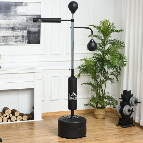 3 in 1 Free Standing Punching Bag with 2 Speedballs, Rotating Bar and Punching Bag, Height Adjustable from 160-230cm, Black