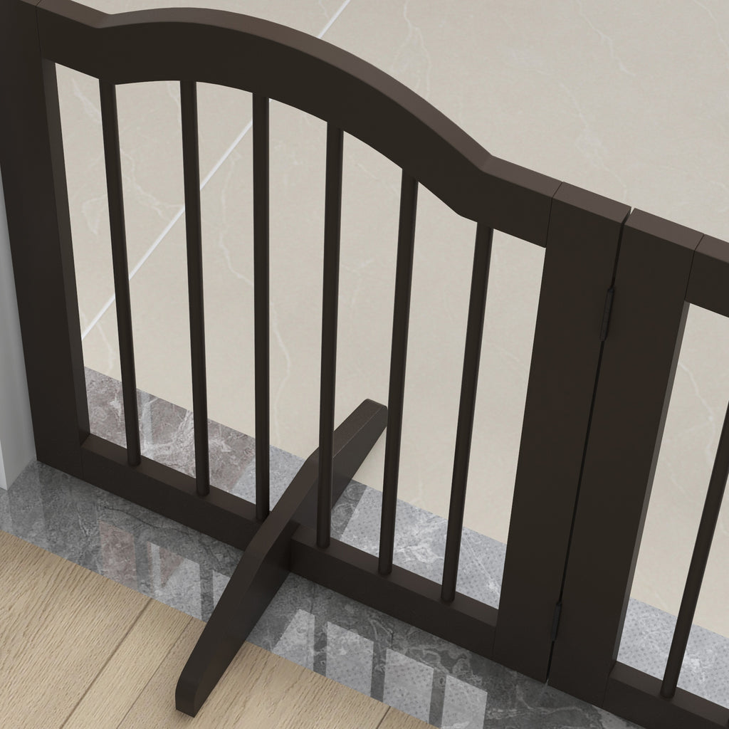 3-Section Folding Wooden Dog Gate, 154.5x29.5x61cm, Coffee