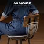 Set of 2 Industrial Style Bar Stools with Backrest, Faux Leather Seat and Footrest, Rustic Brown