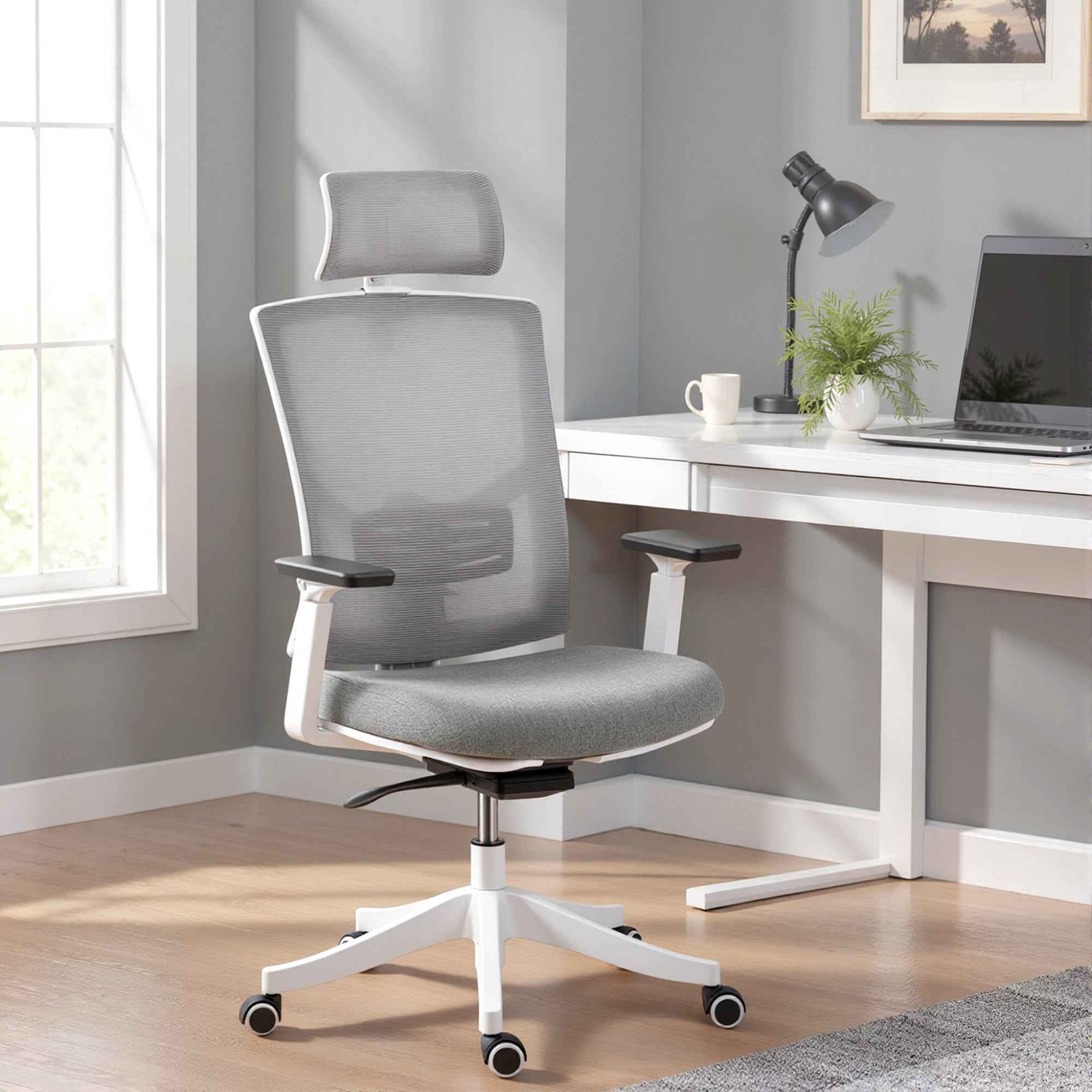 HOMCOM Ergonomic and Breathable Office Chair with 4D Dynamic Lumbar Support, 64.5x62.5x112-122 cm, Multicolor