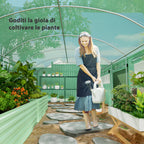 unnel Greenhouse with 3 Roller Doors and 6 Windows, in Galvanized Steel and PE, 6x3x2 m, Green