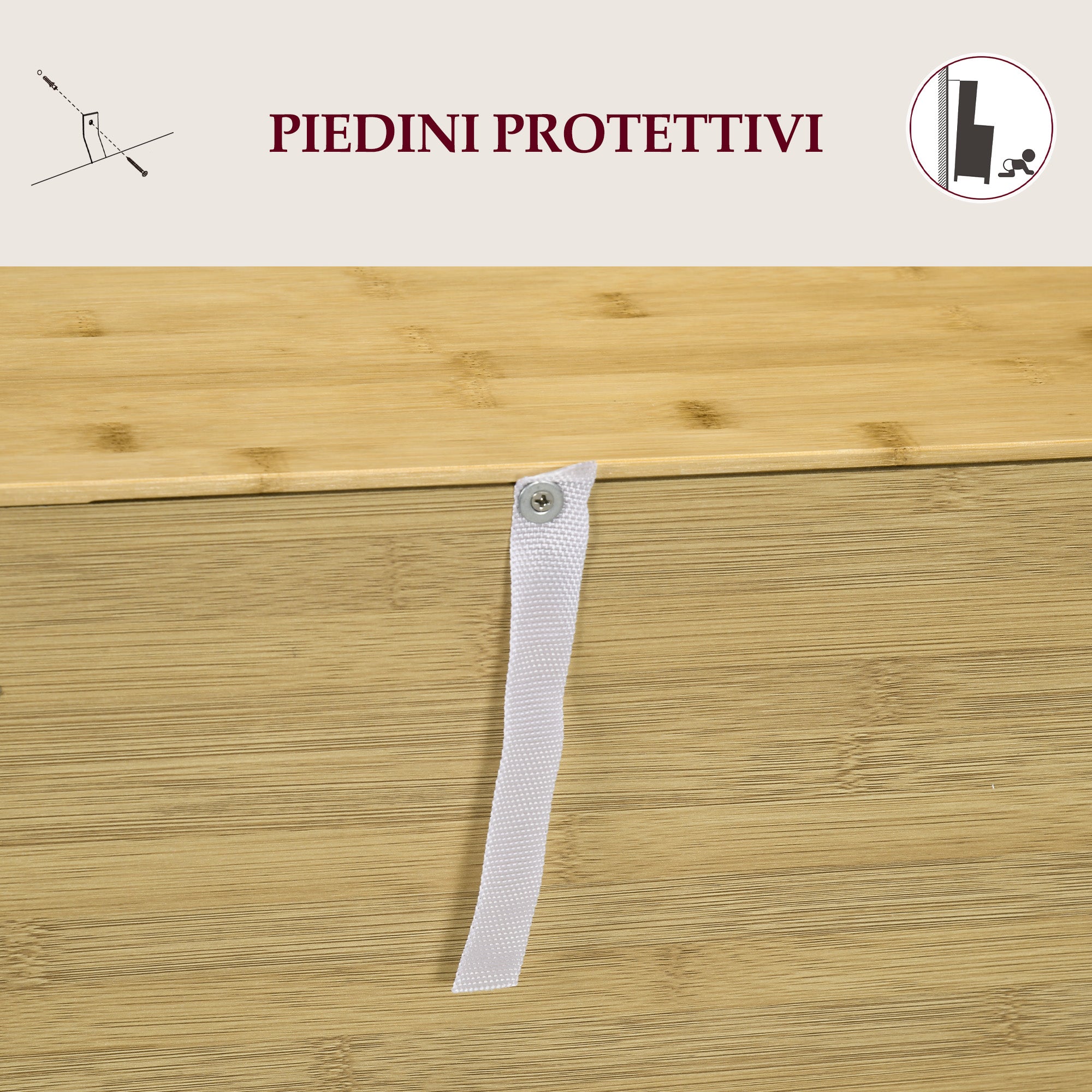 Boho Style Sideboard in Rattan and Bamboo with 2 Doors and Internal Shelf, 60x27x67.5cm, Wood Color