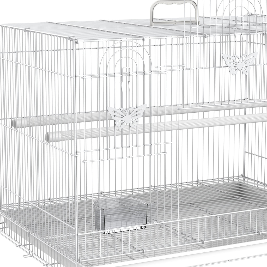 Metal Bird Cage with Perches, Food Bowls and Handle, 60x41x41cm