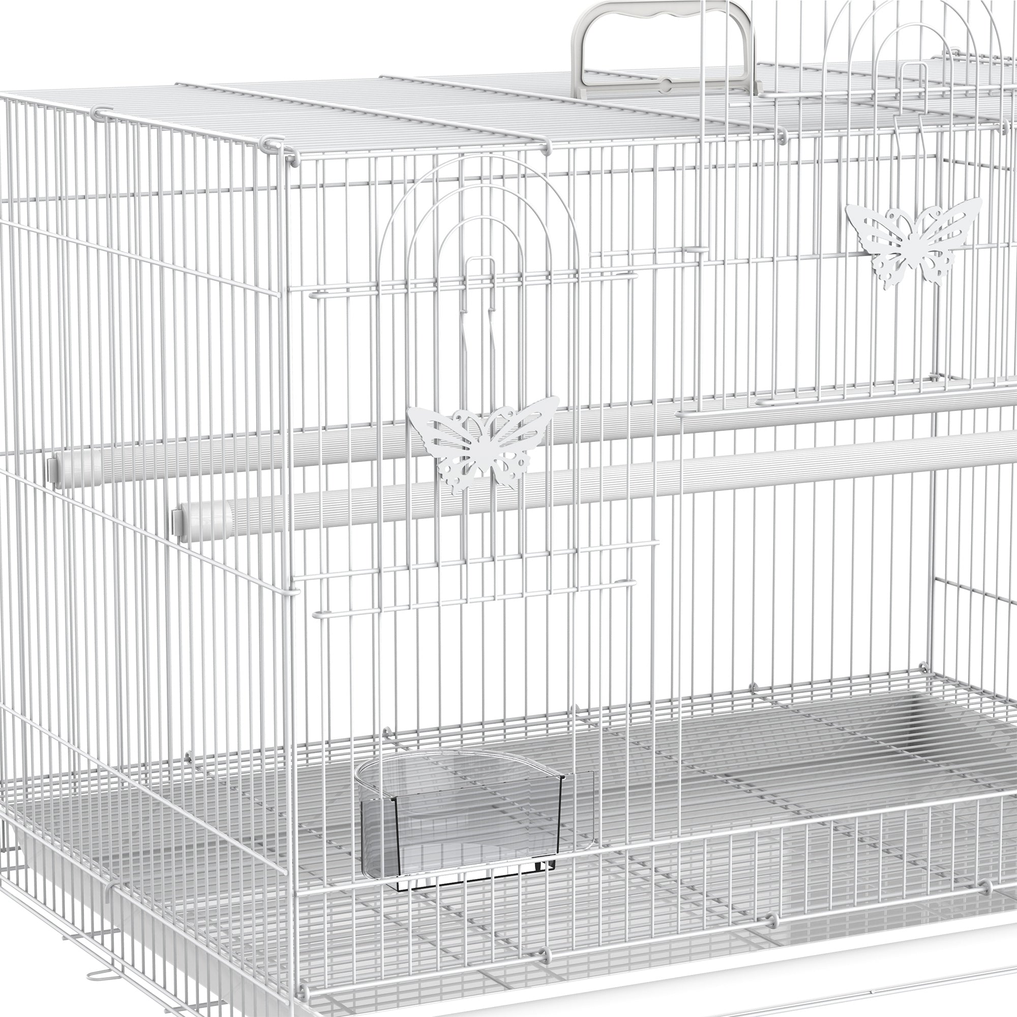 Metal Bird Cage with Perches, Food Bowls and Handle, 60x41x41cm