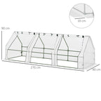PE Tunnel Garden Greenhouse with Extended Edges and Hinged Doors, 270x90x90 cm, White - Borgè