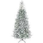 210cm Tall Snow-Covered Christmas Tree with Realistic Branches and Foldable Metal Base