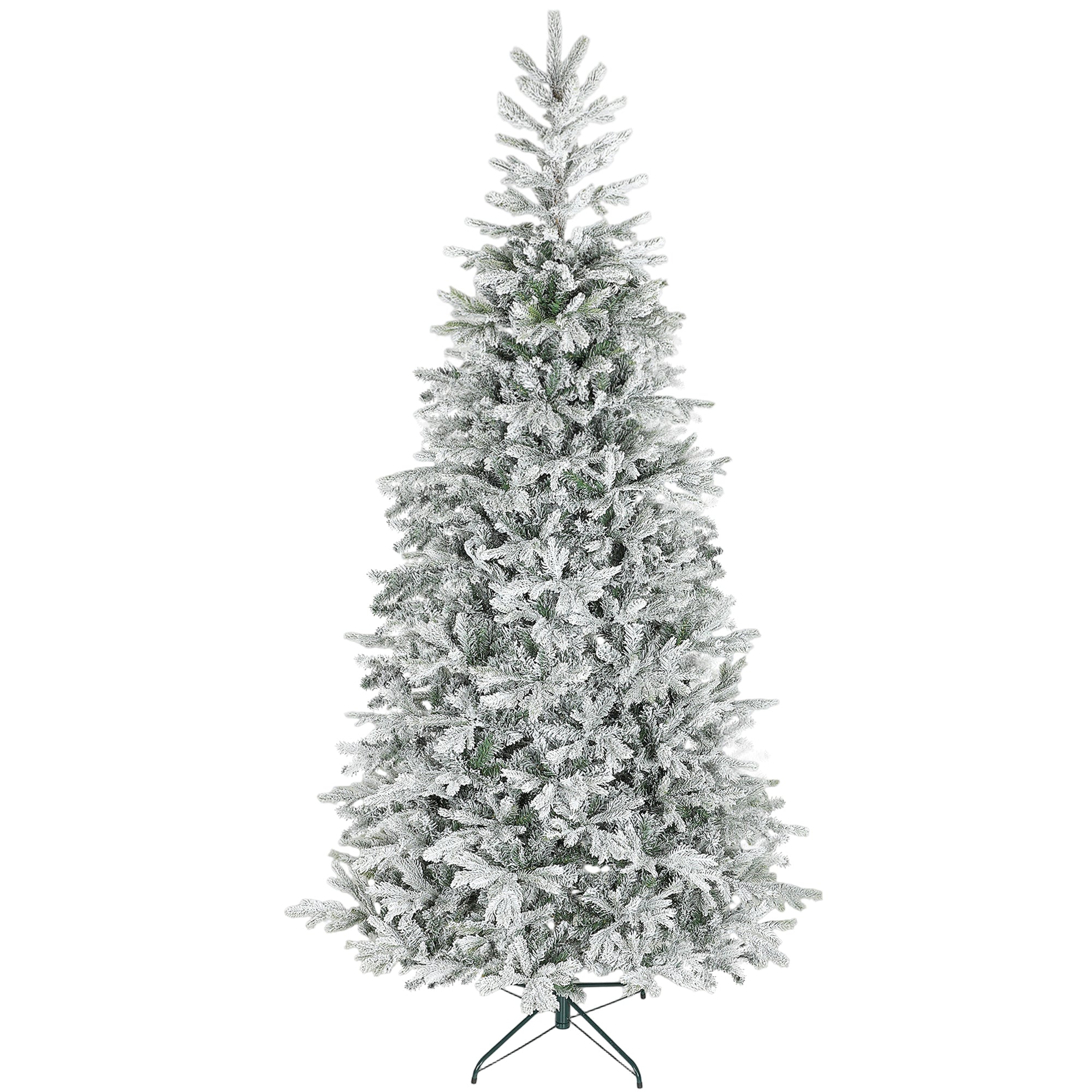 210cm Tall Snow-Covered Christmas Tree with Realistic Branches and Foldable Metal Base