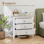 3-Drawer Bedroom Chest with Faux Leather Handles, 80x40x78.5 cm, White