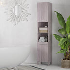 Kleankin Bathroom column in MDF with 2 lockers and 2 open shelves, 30x32x172.5 cm, wooden color - Borgè