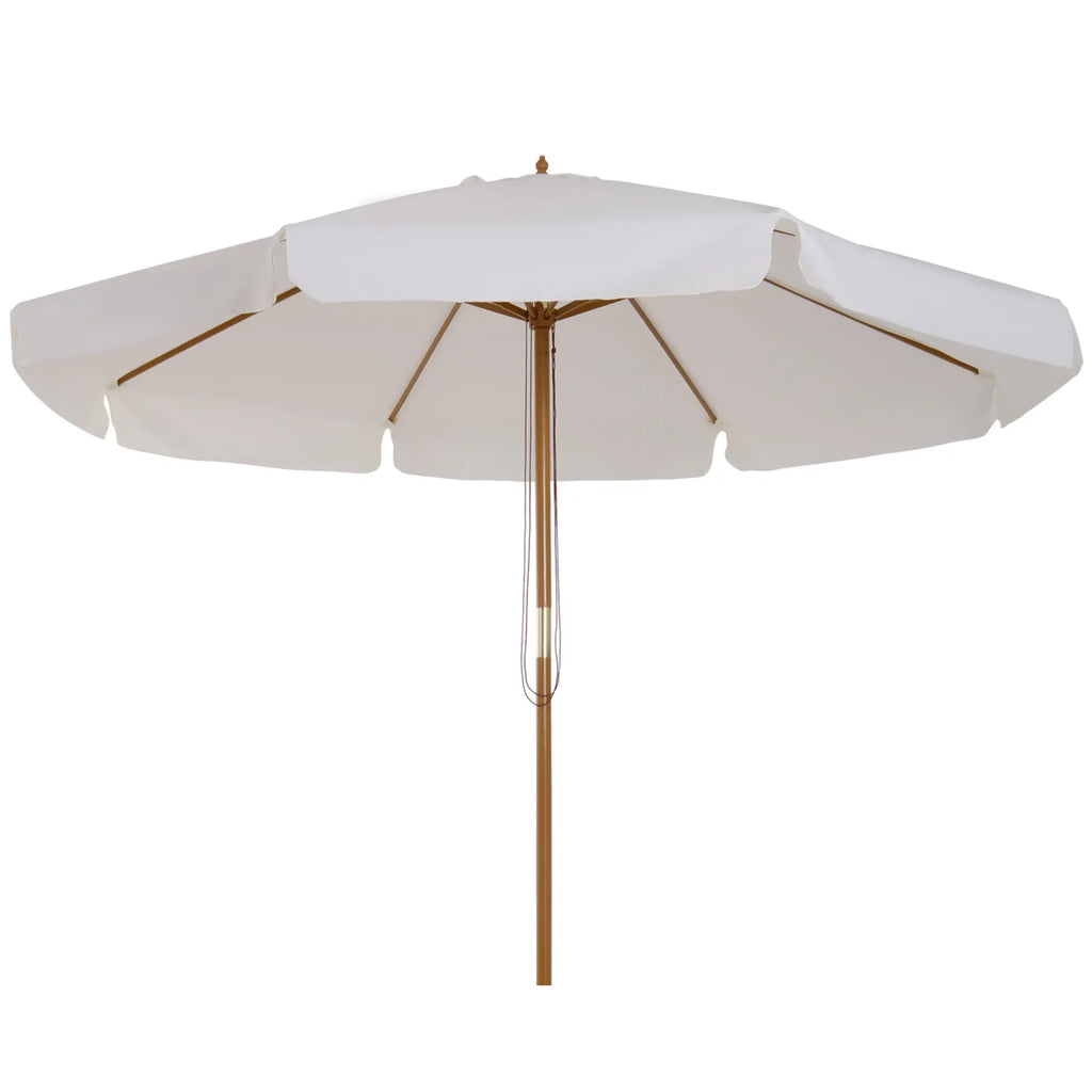 Garden Umbrella with Double Canopy, in Bamboo Wood and Polyester, Ø325x250 cm, Cream