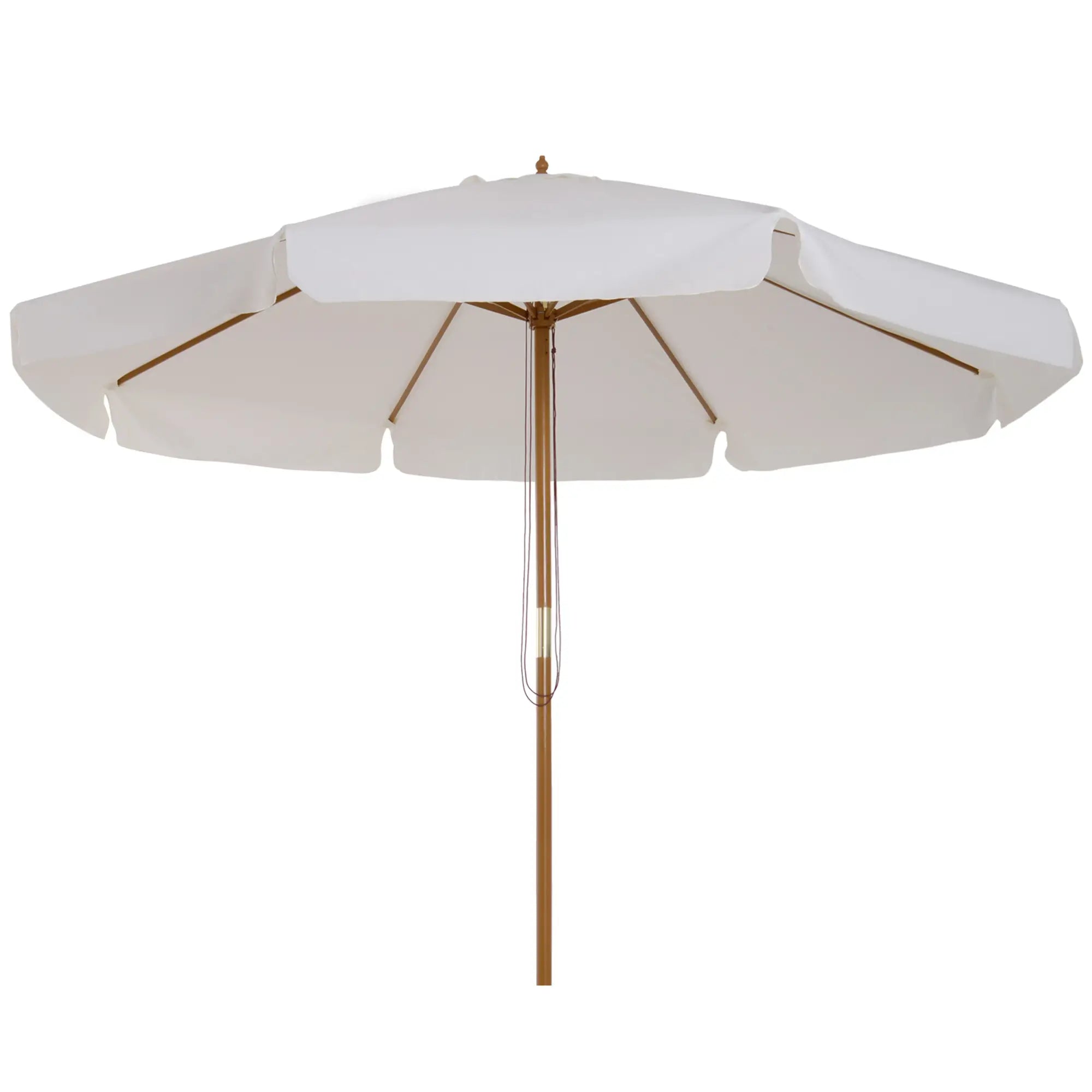 Garden Umbrella with Double Canopy, in Bamboo Wood and Polyester, Ø325x250 cm, Cream