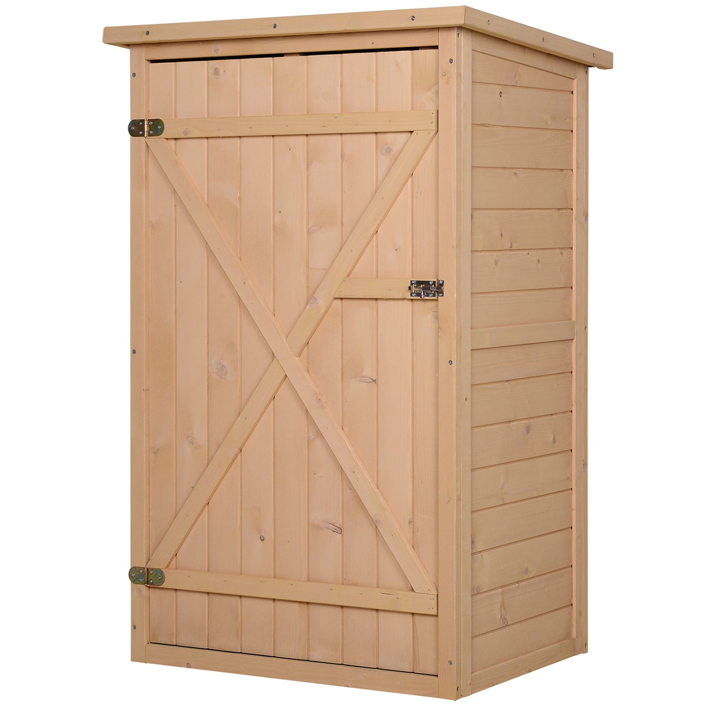 Fir Wood Garden Shed with Waterproof Roof and 2 Shelves, 75x56x115 cm