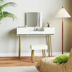 3 Drawer Dressing Table Set with Mirror and Stool, White