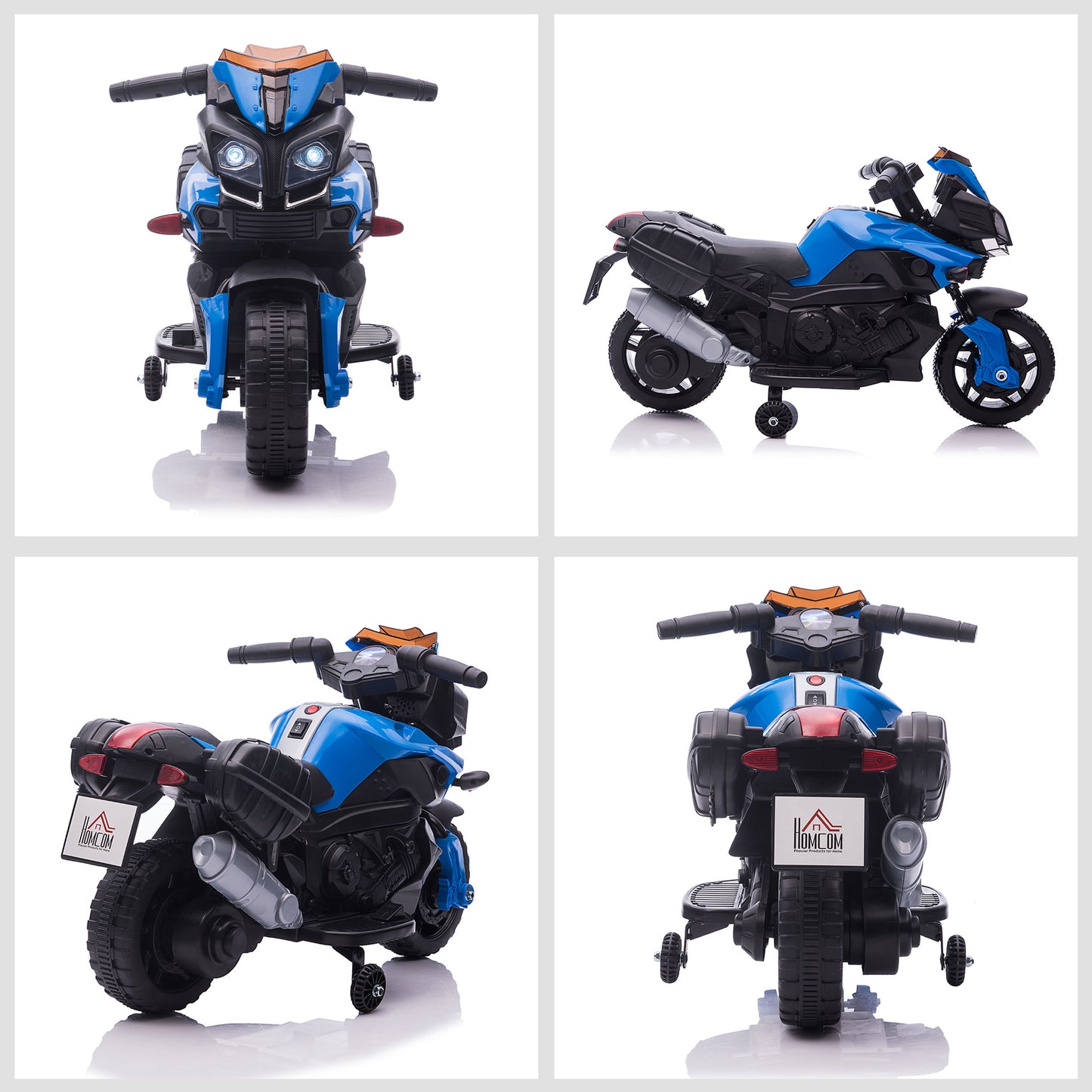 6V Electric Motorcycle for Children 18-48 Months with Headlights and Horn, in PP and Metal, 88.5x42.5x49 cm, Blue