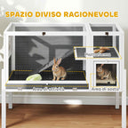 PawHut Raised Indoor Rabbit and Hamster Cage with Removable Tray and Opening Roof, Grey