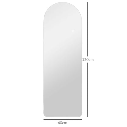 Arc Wall Mirror with Adjustable LED Lighting and Touch Control, Tempered Glass, 40x3x120 cm