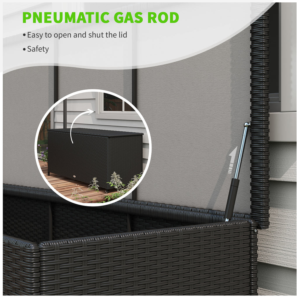 Outsunny garden trunk in Rattan pe with wheels and side handle, 121x57x67cm, black - Borgè