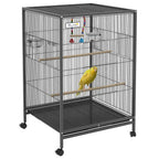 Pawhut for birds in steel and pp with 5 doors, 2 posees and removable tray, 48x46x74 cm, gray - Borgè