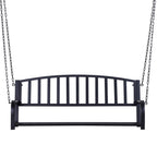 2-Seater Hanging Garden Swing, Romantic Black Metal Outdoor Bench, 127 x 60 x 47cm