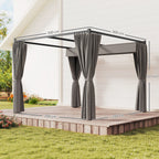 Outsunny Garden Pergola with Retractable Roof and Awnings, Metal and Polyester, 300x300x227 cm, Light Grey