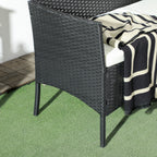 Comfortable 2-Seater Garden Sofa: PE Rattan, Steel, Cushioned, Armrests - Black - Borgè