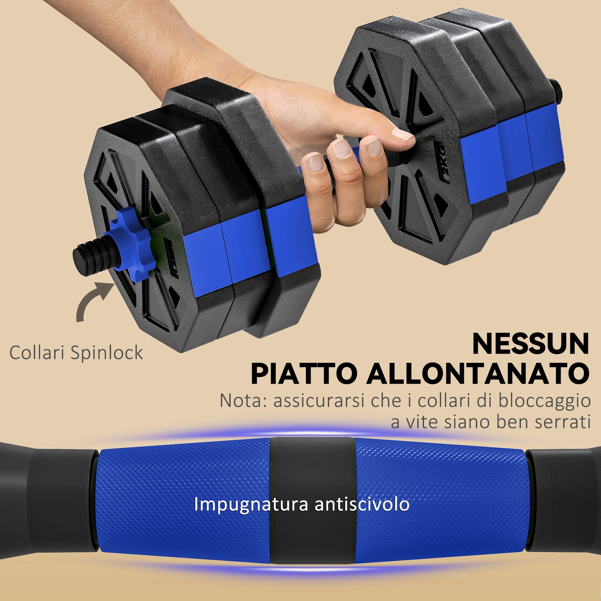 SPORTNOW 6-in-1 Multifunction Gym Weight Set, 20kg Total, Plastic and Sand, 125x18x18 cm, Blue