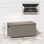 184L PE Rattan Outdoor Storage Chest with Wheels and Waterproof Inner Lining, 102x52x52 cm, Grey