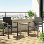 Outsunny Set of 2 Stackable Garden Chairs with Padded Seat and Backrest, Dark Grey