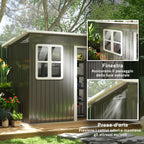 Steel Garden Shed with Locking Door, Window and Air Vents, 2.2 x 1.3 m, Gray