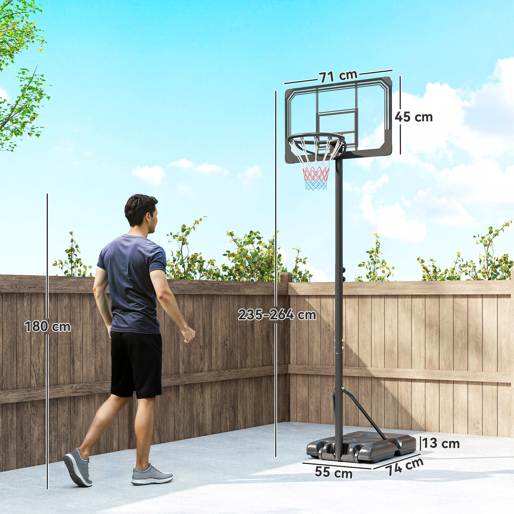 SPORTNOW 6-Height Adjustable Basketball Hoop with Fillable Base and Wheels, Made of PE, Steel and Polyester, Black