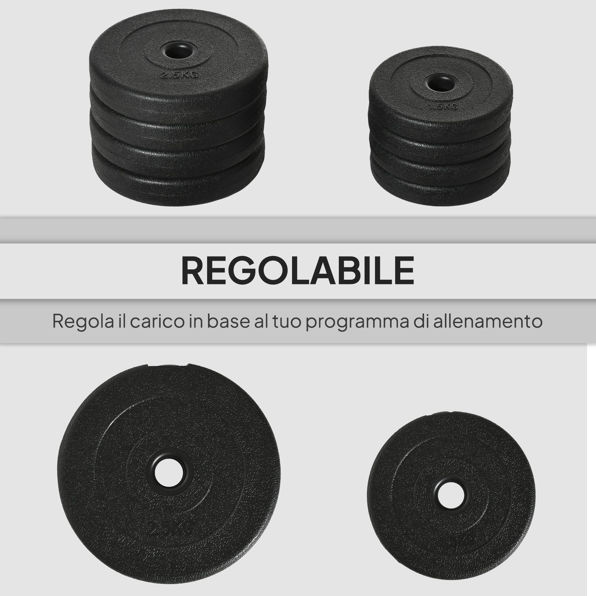 20 kg Dumbbell Set (4 x 2.5 kg, 4 x 1.5 kg) with 8 Discs and 2 x 2 kg Dumbbells, 43 x 18 x 7.5 cm, Black