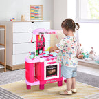 Homcom Kitchen for children with 38 accessories included, game with realistic lights and sounds, 78x29x87cm, pink - Borgè