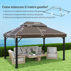 Outsunny 3x4m 2-Tier Garden Gazebo Cover in 600D Oxford Fabric with Drainage Holes, Coffee