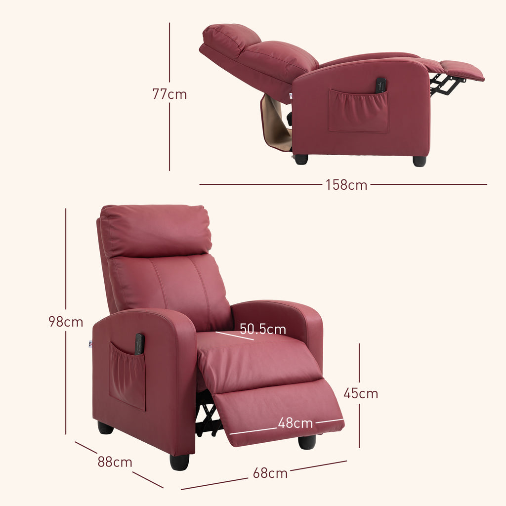 Massage Relax Chair with Remote Control and 8 Programs, Reclining and Footrest, Red