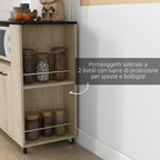 HOMCOM Chipboard Kitchen Trolley with Open Shelf, 2-Door Cabinet and Side Shelf, 75x40x80.5 cm - Borgè