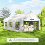 Outsunny 4x6 m Garden Gazebo with Side Panels, 6 Windows and Double Entrance, Galvanized Steel, White