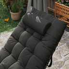 Outsunny Folding Sun Lounger with Cushion, Headrest and Side Pocket, 58x189x32.5 cm, Black