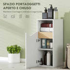 HOMCOM Bathroom Cabinet with Soft-Close Door and Open Compartment, 30x30x71.5 cm, White and Wood