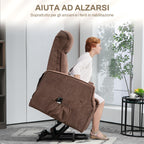 Lift Relax Chair with 8 Massage Points, 135° Reclining and 2 Remote Controls, Brown