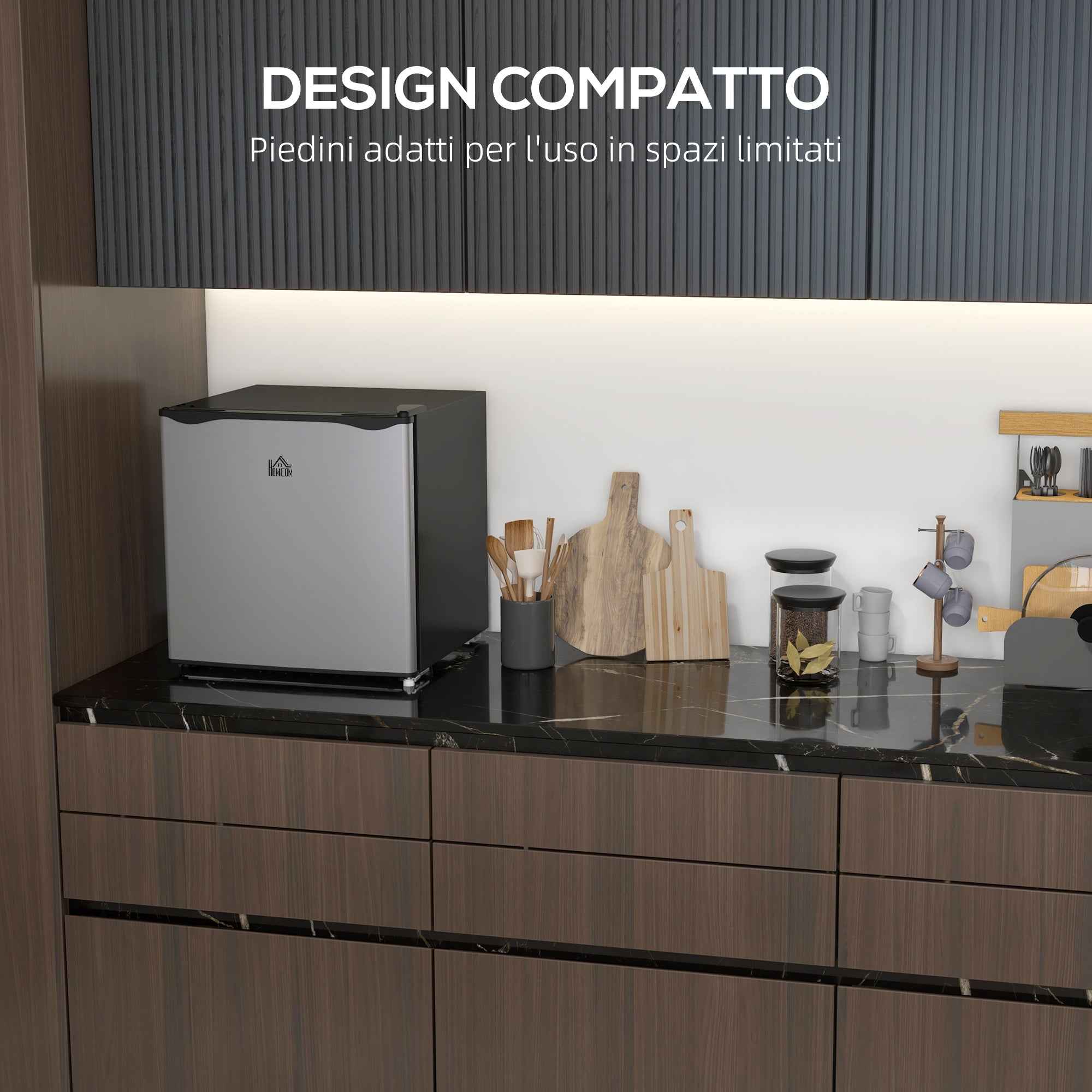 HOMCOM Portable Fridge 35L with Removable Shelf and Adjustable Temperature, 47x44.2x48.8 cm, Silver