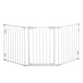 Self-Closing Dog Gate with Locking System, Metal and Plastic, 180x74.5 cm, White