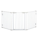 Self-Closing Dog Gate with Locking System, Metal and Plastic, 180x74.5 cm, White
