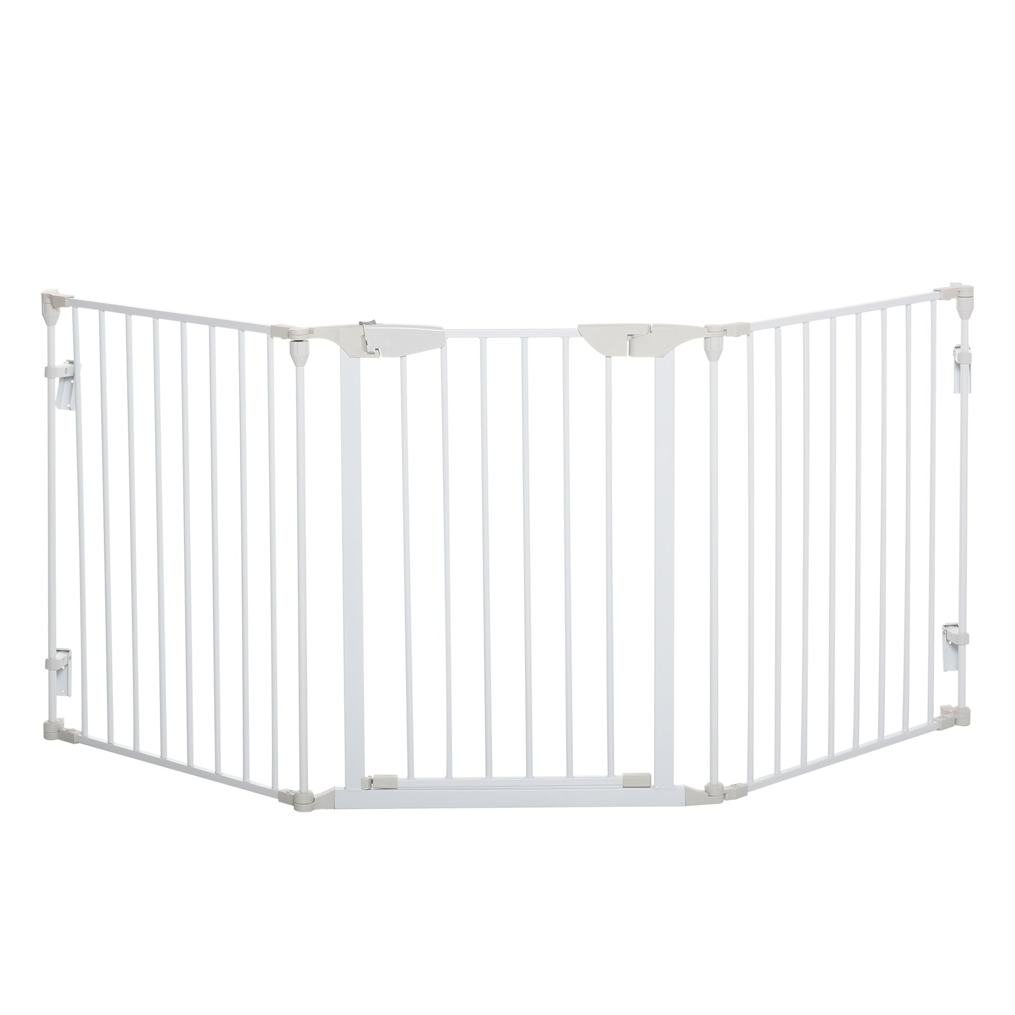 Self-Closing Dog Gate with Locking System, Metal and Plastic, 180x74.5 cm, White