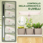 42 LED Plant Lights with 3 Pots, Timer and Dimmable Lighting, 45x18.8x47.8 cm, White