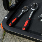 HOMCOM Padded Workshop Stool with Wheels and Tool Tray in Steel and PU, 38x35x37cm, Red - Borgè
