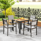 4-Seater Garden Table in Aluminum and Plastic, Black and Wood Color