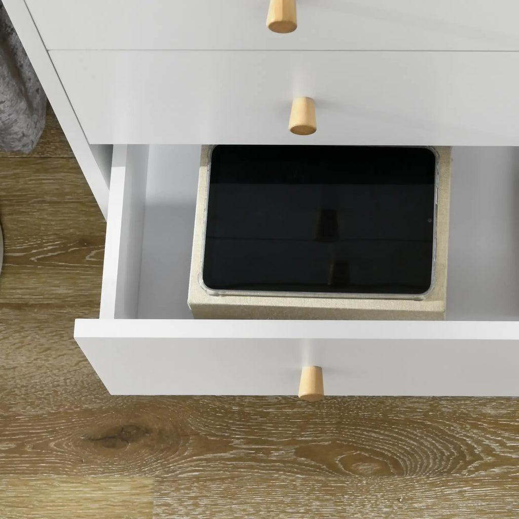 3 Drawer Chest with Handles in Chipboard and Pine Wood for Living Room and Bedroom, 80x30x80 cm, White