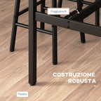 5-Piece Table and Chair Set with 4 Stools with Footrest and Rectangular Table, Black and Brown