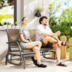 Outsunny 2-Seater Garden Swing Bench in Metal and Mesh Fabric, 120x70x85 cm, Light Brown